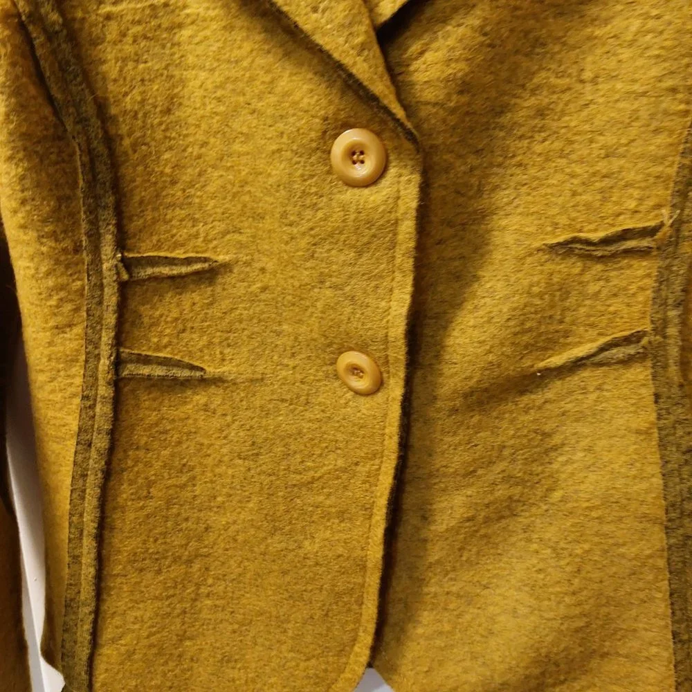 MARISA & MARIE Italian Made Wool Blend Tailored Blazer - Mustard - Size L/M - Picture 7 of 9